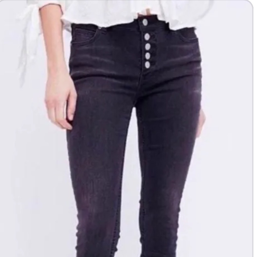 Free People Distressed Black Skinny Jean